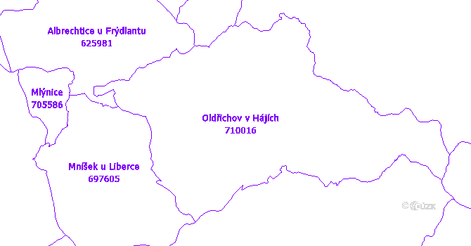 Katastrální mapa Oldřichov v Hájích