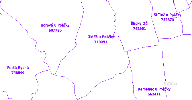 Katastrální mapa Oldřiš