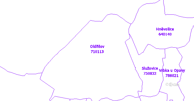 Katastrální mapa Oldřišov