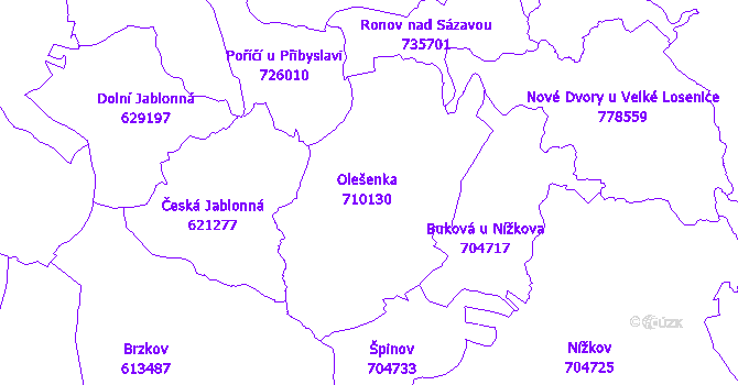 Katastrální mapa Olešenka
