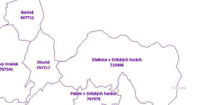 Katastrální mapa Olešnice v Orlických horách