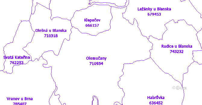 Katastrální mapa Olomučany