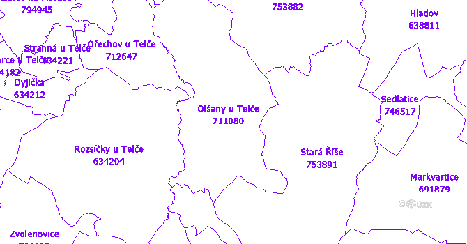 Katastrální mapa Olšany