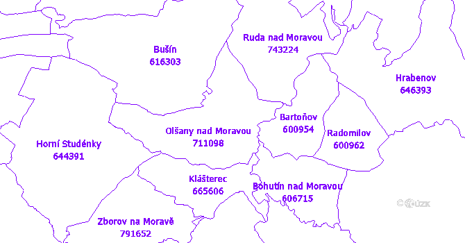 Katastrální mapa Olšany