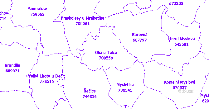 Katastrální mapa Olší
