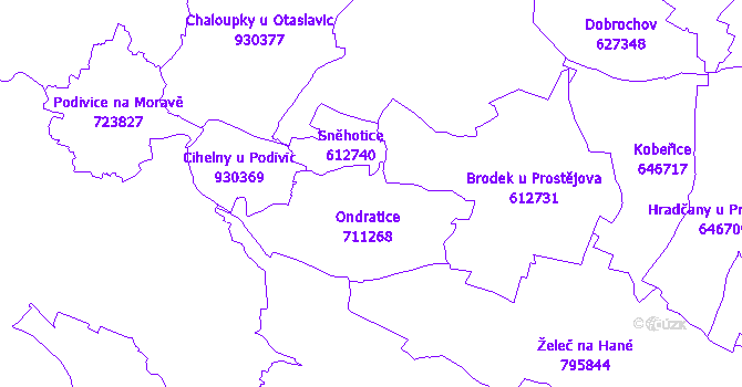 Katastrální mapa Ondratice