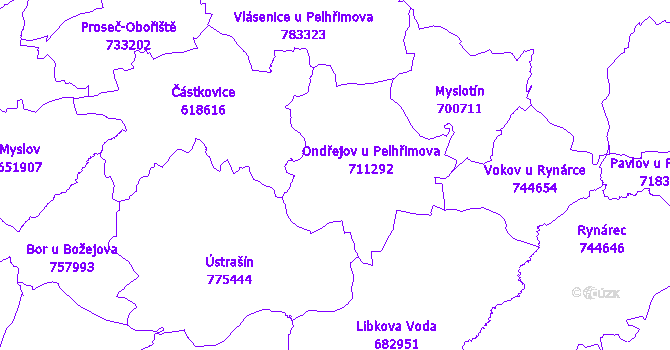 Katastrální mapa Ondřejov