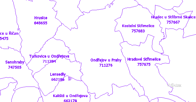 Katastrální mapa Ondřejov