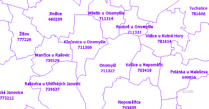 Katastrální mapa Onomyšl