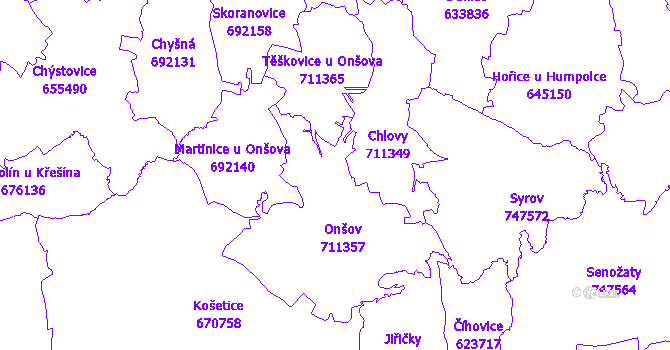 Katastrální mapa Onšov
