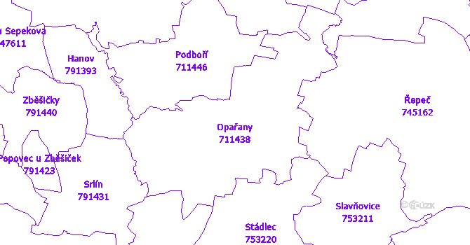 Katastrální mapa Opařany