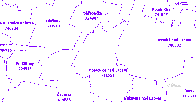 Katastrální mapa Opatovice nad Labem