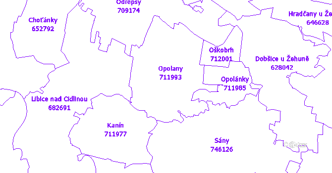 Katastrální mapa Opolany
