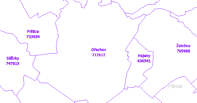Katastrální mapa Ořechov