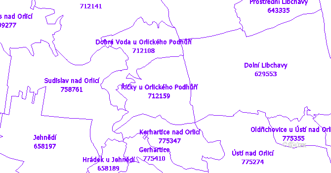Katastrální mapa Orlické Podhůří