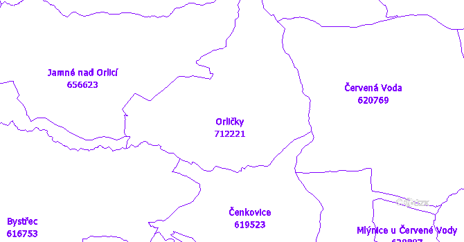 Katastrální mapa Orličky