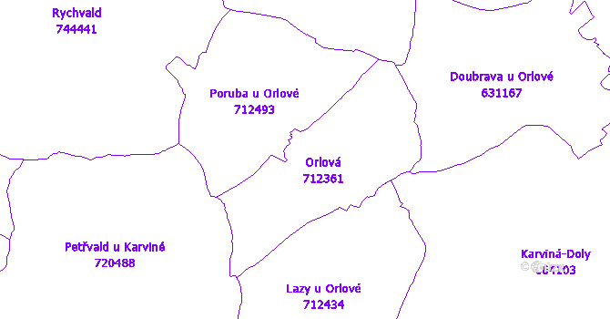 Katastrální mapa Orlová