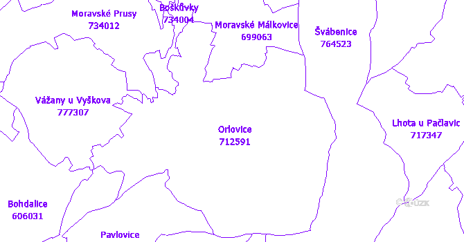 Katastrální mapa Orlovice