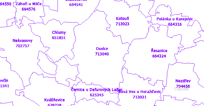 Katastrální mapa Oselce