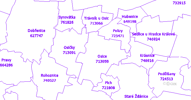 Katastrální mapa Osice