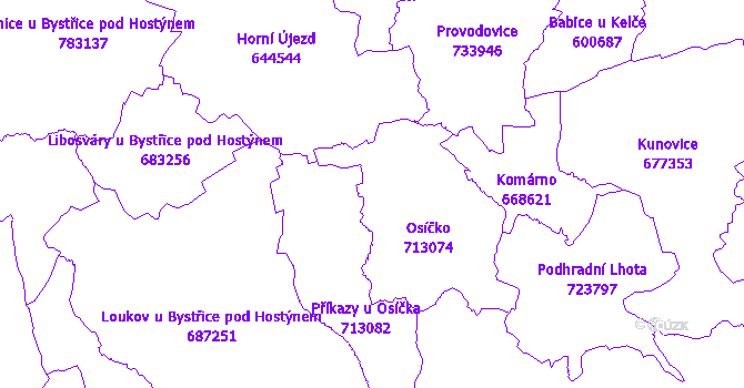 Katastrální mapa Osíčko