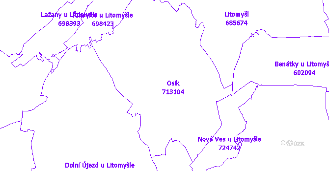 Katastrální mapa Osík