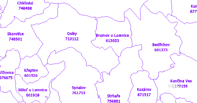 Katastrální mapa Osiky