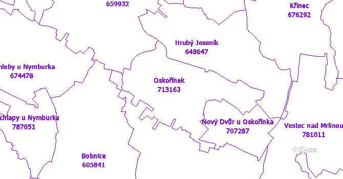 Katastrální mapa Oskořínek
