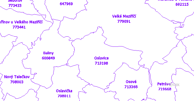 Katastrální mapa Oslavice