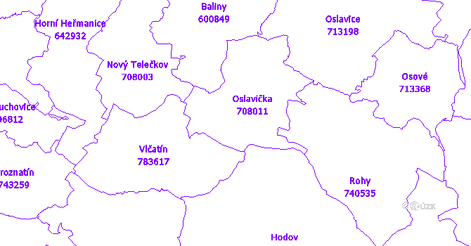 Katastrální mapa Oslavička