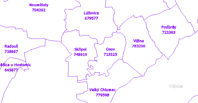 Katastrální mapa Osov