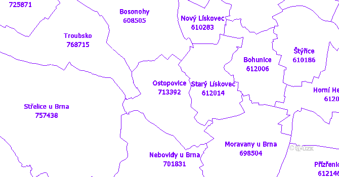 Katastrální mapa Ostopovice
