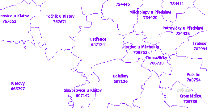 Katastrální mapa Ostřetice