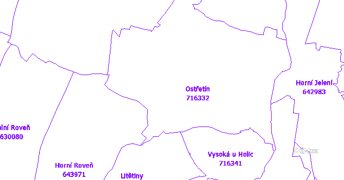 Katastrální mapa Ostřetín