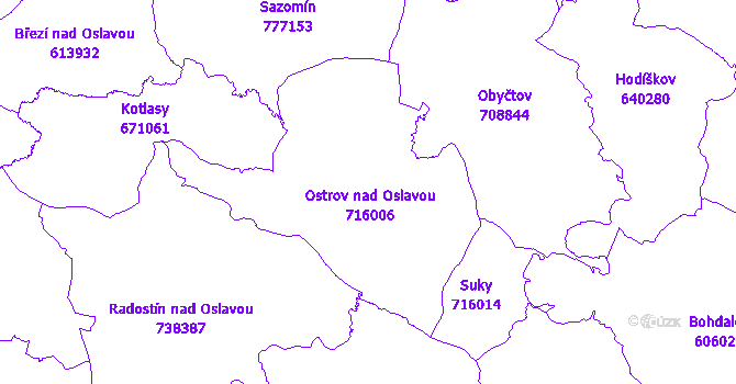 Katastrální mapa Ostrov nad Oslavou