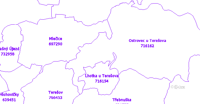 Katastrální mapa Ostrovec-Lhotka