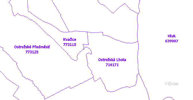 Katastrální mapa Ostrožská Lhota