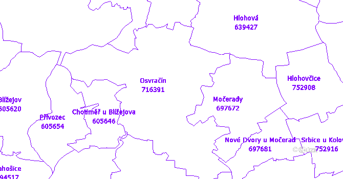 Katastrální mapa Osvračín
