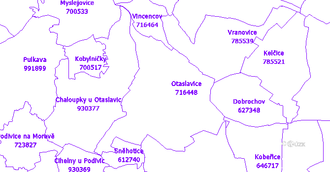 Katastrální mapa Otaslavice
