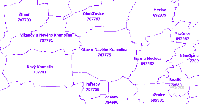 Katastrální mapa Otov