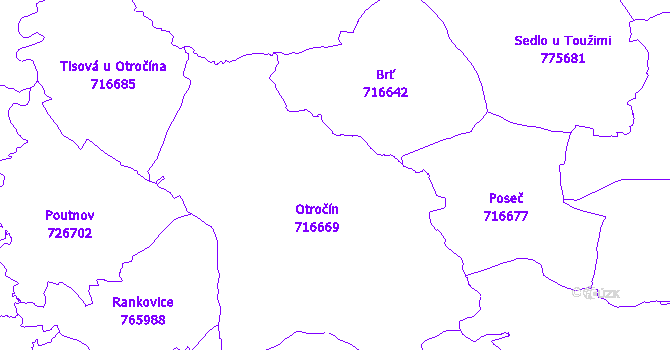 Katastrální mapa Otročín