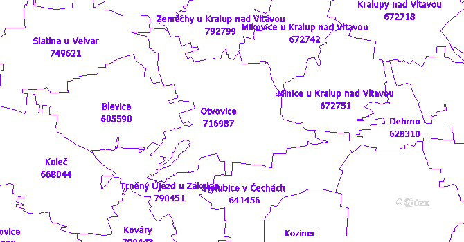 Katastrální mapa Otvovice