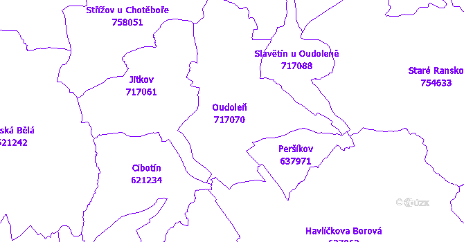 Katastrální mapa Oudoleň
