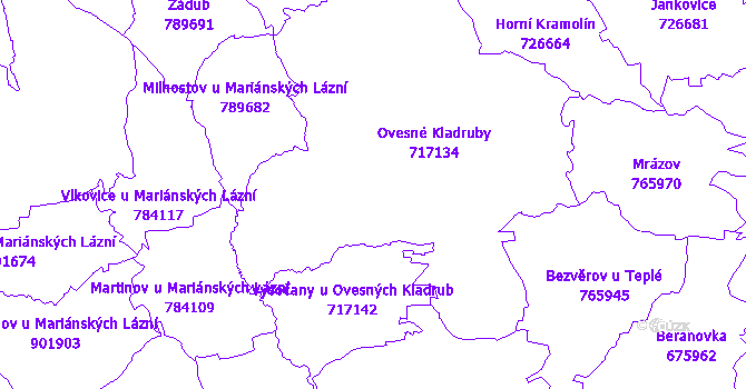 Katastrální mapa Ovesné Kladruby
