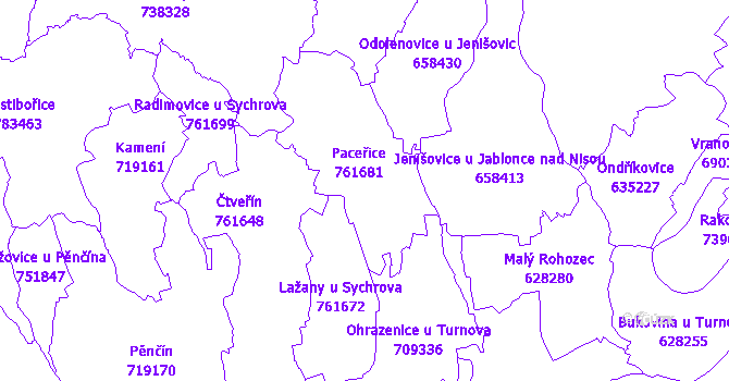 Katastrální mapa Paceřice