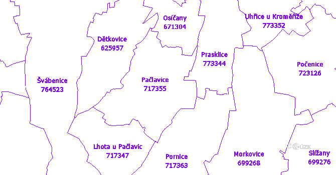 Katastrální mapa Pačlavice
