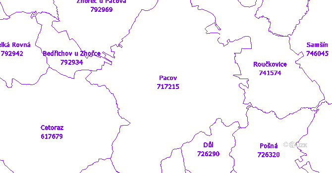 Katastrální mapa Pacov