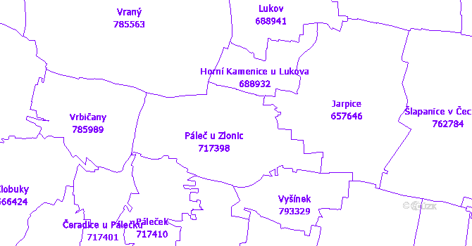 Katastrální mapa Páleč