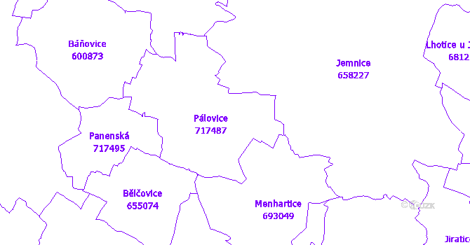 Katastrální mapa Pálovice