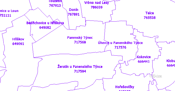Katastrální mapa Panenský Týnec